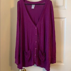 JMS Purple Cardifan with Pockets! Size 4x